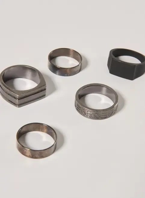 conjunto 5 anéis prateado envelhecido conjunto 5 anéis prateado envelhecido