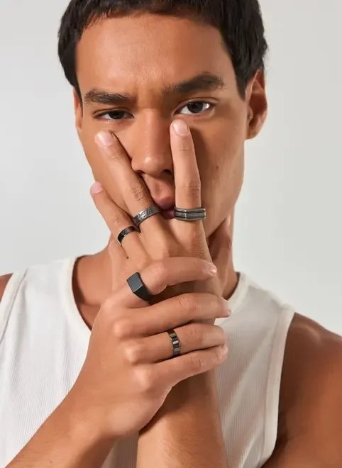 conjunto 5 anéis prateado envelhecido conjunto 5 anéis prateado envelhecido