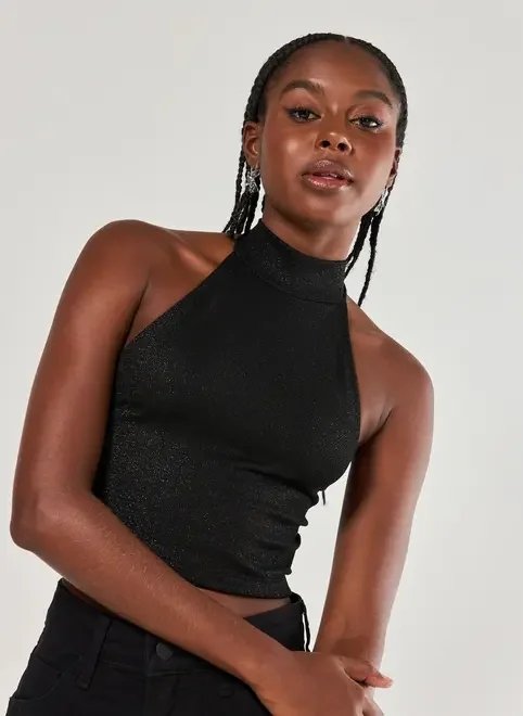 blusa cropped frente única com brilho blusa cropped frente única com brilho