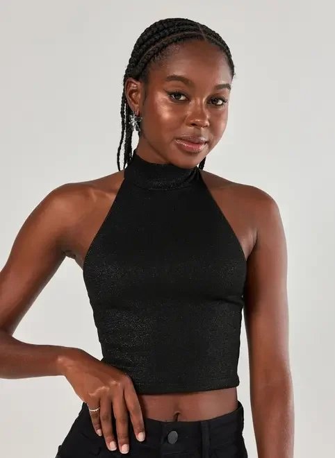 blusa cropped frente única com brilho blusa cropped frente única com brilho