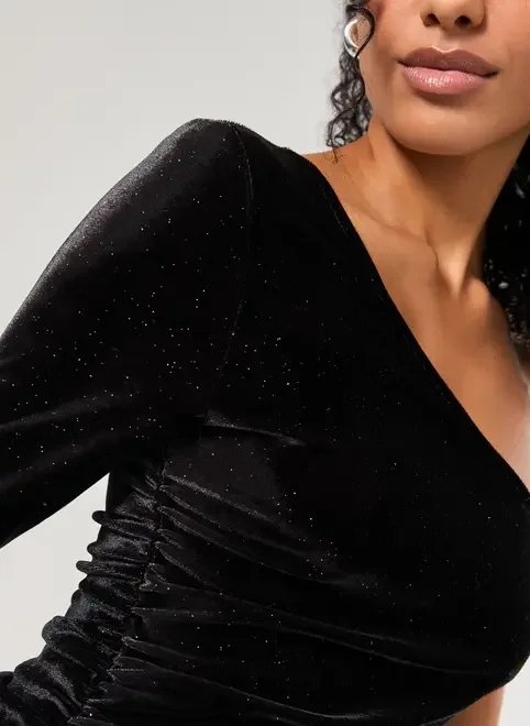 cropped manga longa veludo brilhante cropped manga longa veludo brilhante