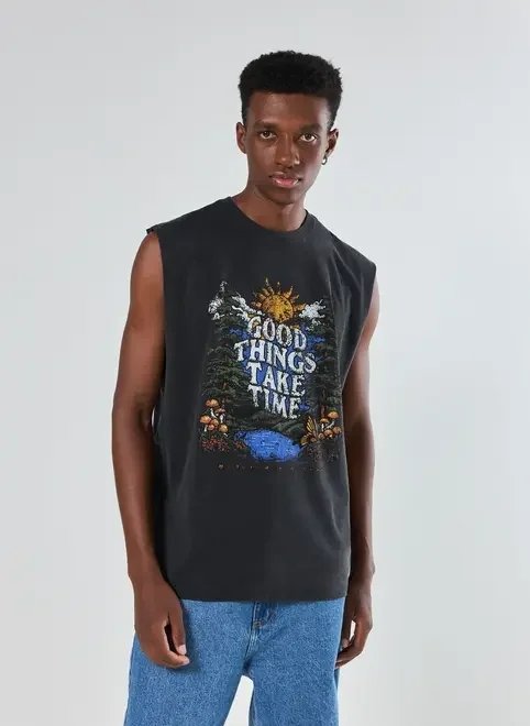 regata sleeveless preta estampa paisagem regata sleeveless preta estampa paisagem