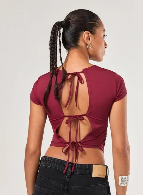 cropped poliamida com amarração cropped poliamida com amarração