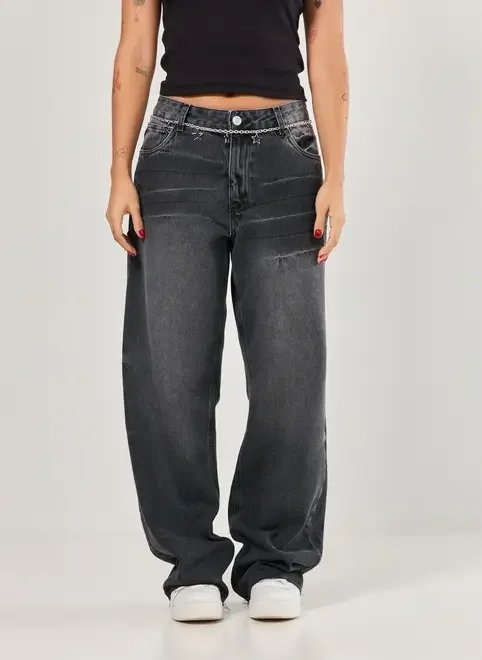 calça jeans preta wide leg cintura média calça jeans preta wide leg cintura média