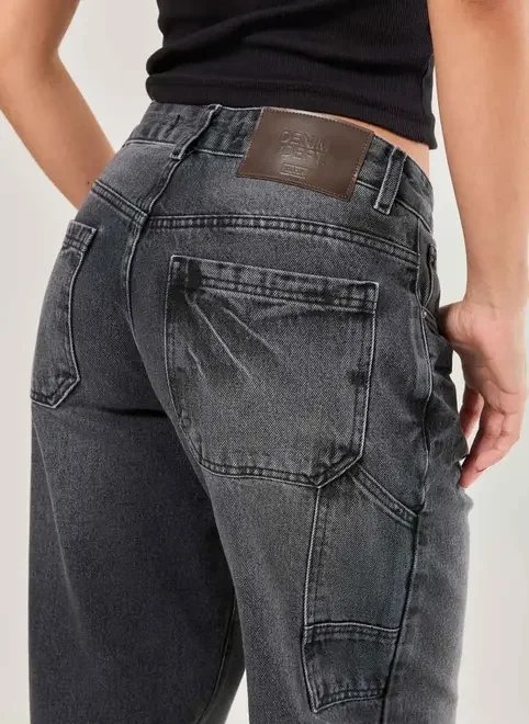 calça jeans preta wide leg cintura média calça jeans preta wide leg cintura média