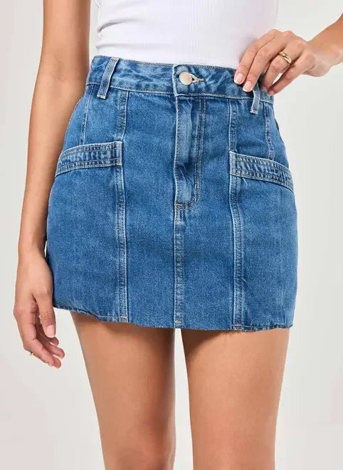 saia jeans costuras marcantes saia jeans costuras marcantes