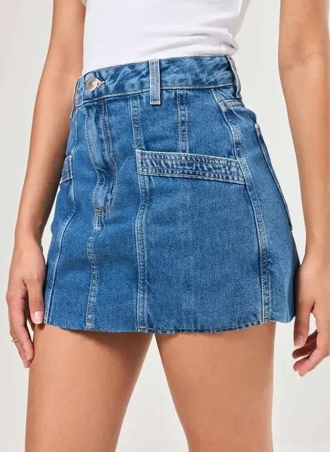 saia jeans costuras marcantes saia jeans costuras marcantes