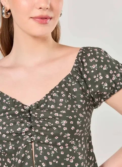 blusa verde florida estilo batinha blusa verde florida estilo batinha