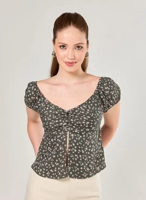 blusa verde florida estilo batinha blusa verde florida estilo batinha