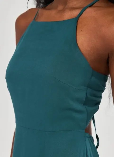 vestido longo verde halter e amarração vestido longo verde halter e amarração