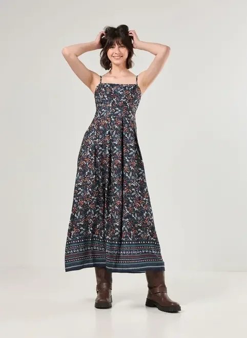 vestido midi marinho estampa mística vestido midi marinho estampa mística