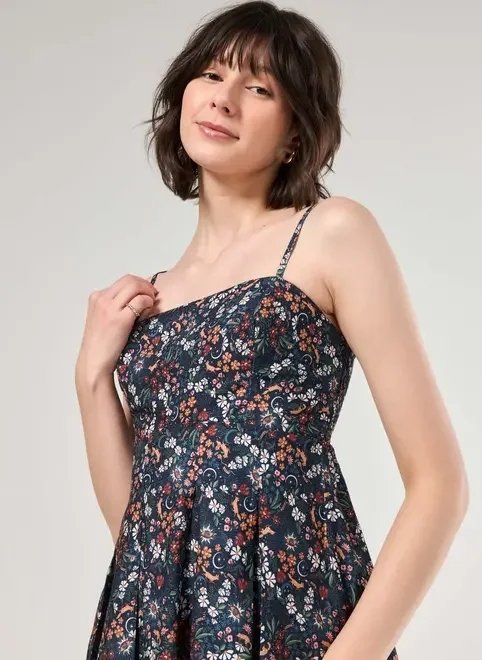 vestido midi marinho estampa mística vestido midi marinho estampa mística