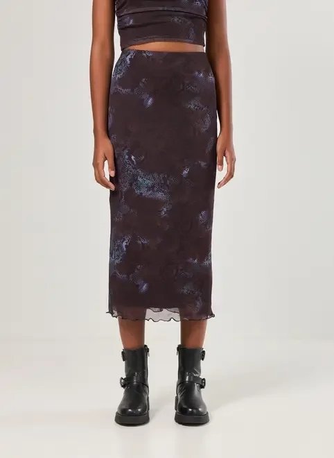 saia midi tule estampa cobra saia midi tule estampa cobra