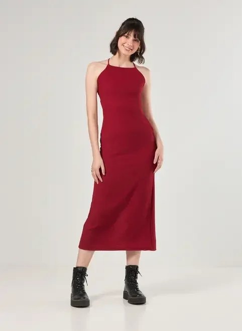 vestido midi vermelho texturizado vestido midi vermelho texturizado