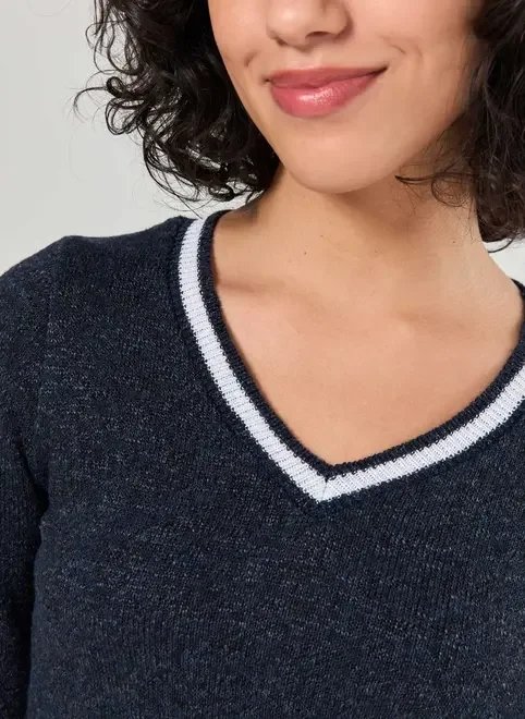 cropped manga longa tricô marinho cropped manga longa tricô marinho