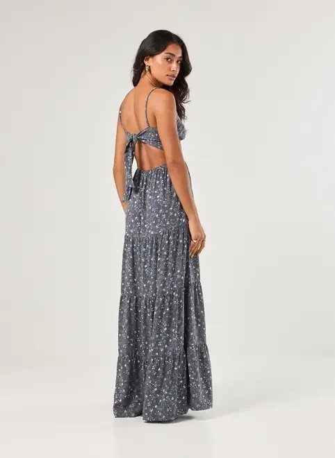 vestido longo azul florido vestido longo azul florido