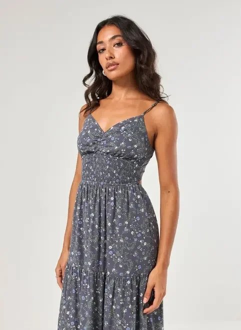 vestido longo azul florido vestido longo azul florido