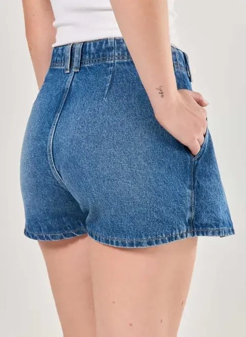 short saia jeans plissadinho short saia jeans plissadinho