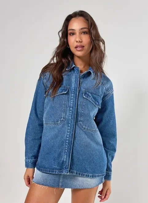 jaqueta jeans estilo camisa bolsos jaqueta jeans estilo camisa bolsos