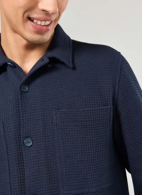 jaqueta estilo camisa texturizada marinho jaqueta estilo camisa texturizada marinho