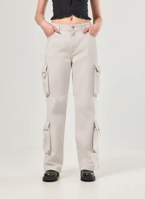 calça sarja cargo wide leg calça sarja cargo wide leg