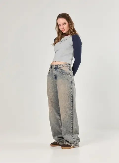 calça jeans dirty oversized cintura baixa calça jeans dirty oversized cintura baixa