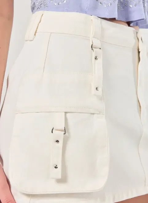 saia de sarja cargo cintura média saia de sarja cargo cintura média