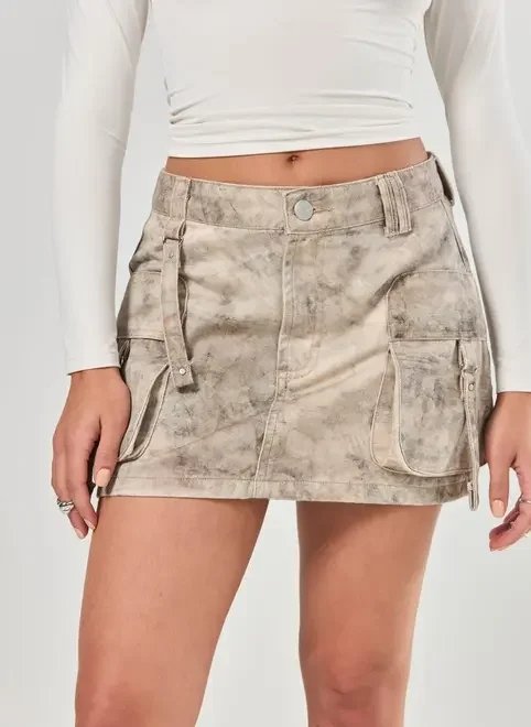 saia cargo em sarja estampada saia cargo em sarja estampada