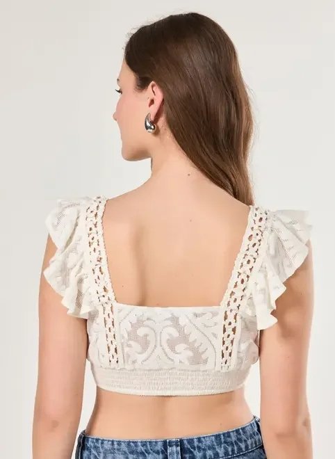 cropped off-white crochê cropped off-white crochê