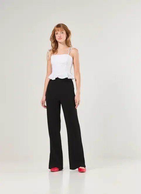 calça alfaiataria reta com fenda calça alfaiataria reta com fenda