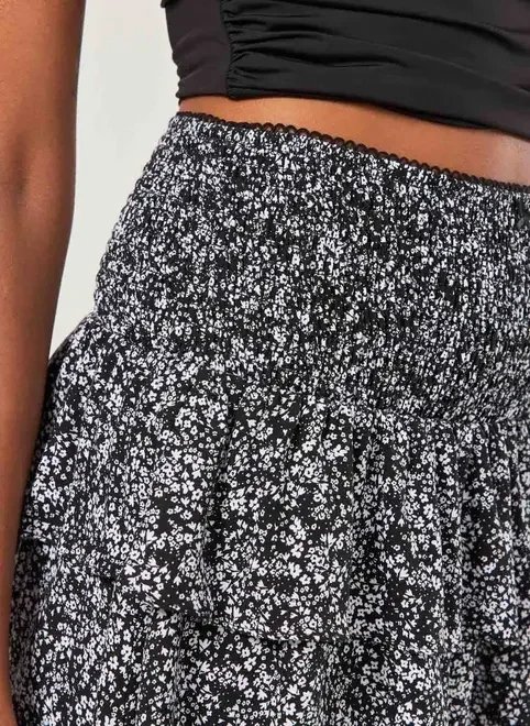 saia lastex babados preta florida saia lastex babados preta florida