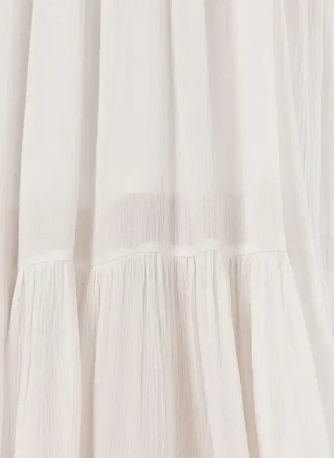 saia longa off-white babados saia longa off-white babados
