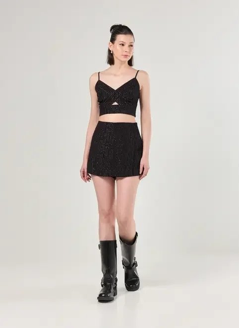 short saia preto fios lurex short saia preto fios lurex