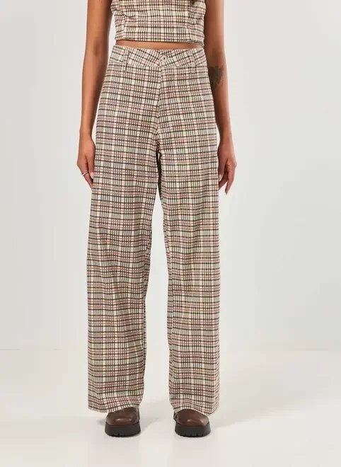 calça wide leg sarja xadrez calça wide leg sarja xadrez