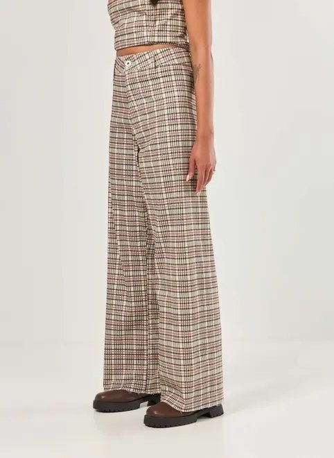 calça wide leg sarja xadrez calça wide leg sarja xadrez