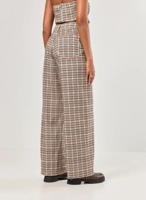 calça wide leg sarja xadrez calça wide leg sarja xadrez