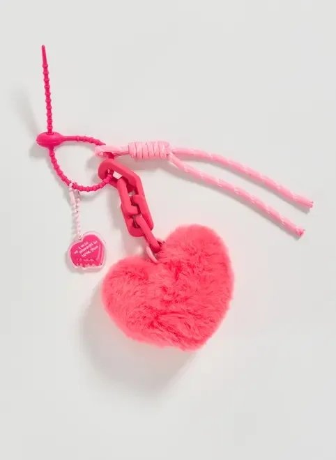 chaveiro rosa pompom coração chaveiro rosa pompom coração