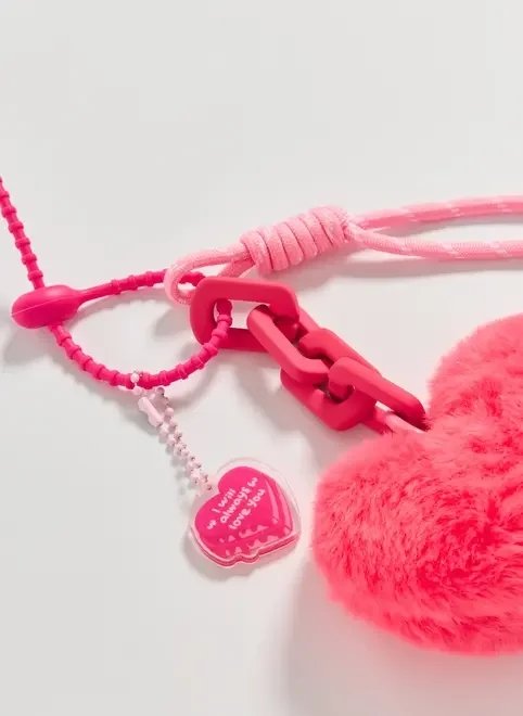 chaveiro rosa pompom coração chaveiro rosa pompom coração