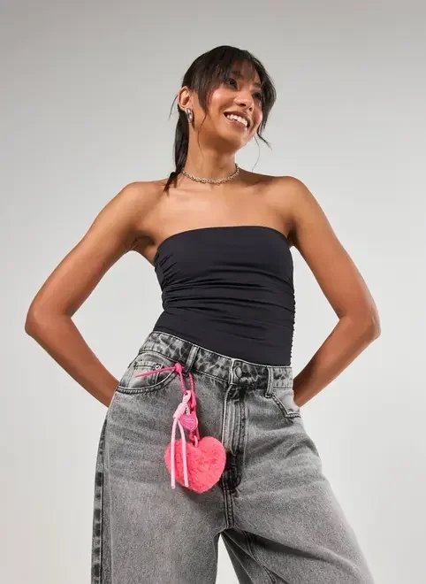 chaveiro rosa pompom coração chaveiro rosa pompom coração