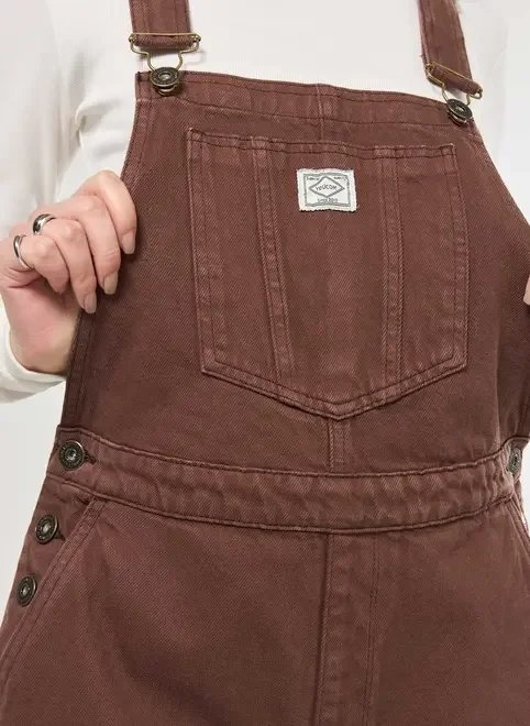 macacão jardineira sarja marrom macacão jardineira sarja marrom