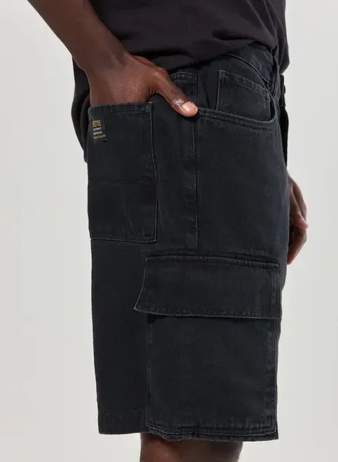 bermuda jeans preto bolsos cargo bermuda jeans preto bolsos cargo