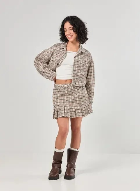 jaqueta cropped sarja xadrez jaqueta cropped sarja xadrez