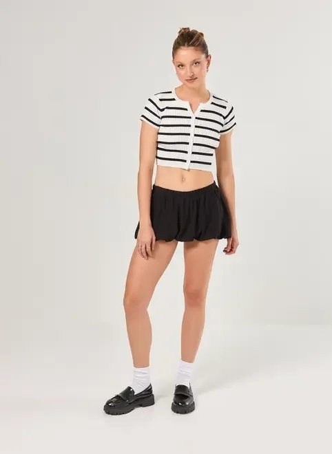 blusa malha de tricô listrada com botões blusa malha de tricô listrada com botões