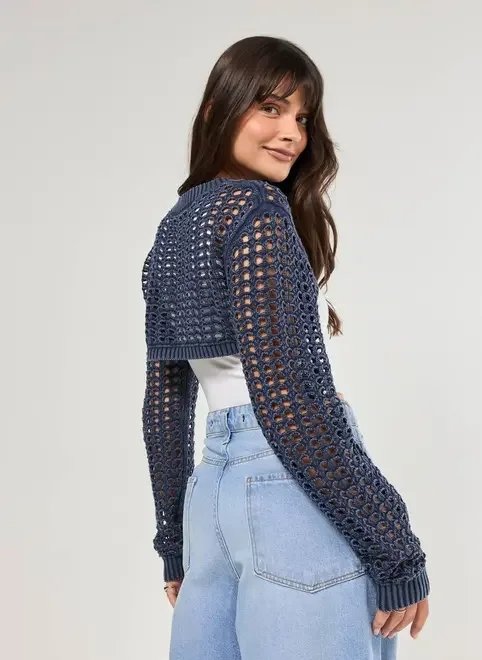 super cropped em tricô azul-marinho super cropped em tricô azul-marinho