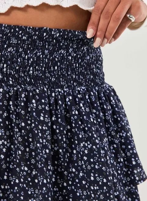 saia repolho florida azul-marinho saia repolho florida azul-marinho