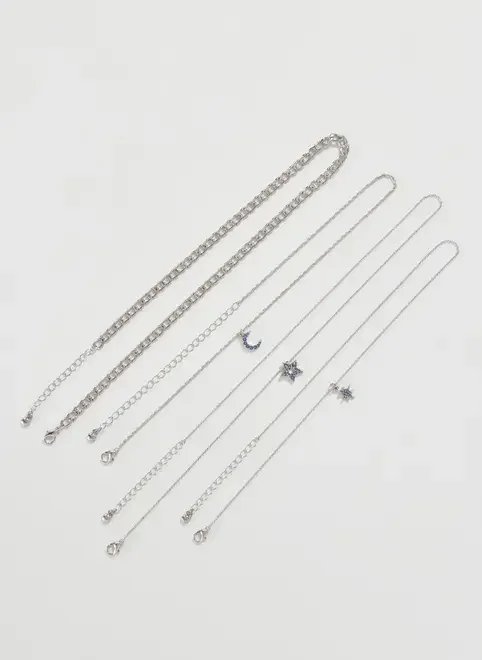 conjunto 4 colares prateados místicos azuis conjunto 4 colares prateados místicos azuis