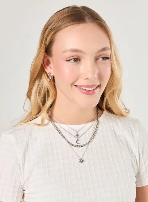 conjunto 4 colares prateados místicos azuis conjunto 4 colares prateados místicos azuis