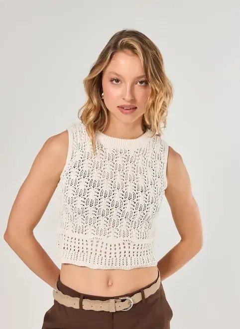 blusa regata crochê off-white blusa regata crochê off-white
