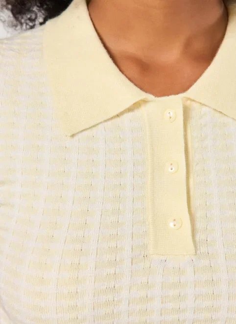 cropped polo em tricô estampado cropped polo em tricô estampado