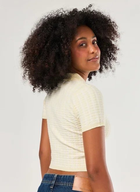 cropped polo em tricô estampado cropped polo em tricô estampado
